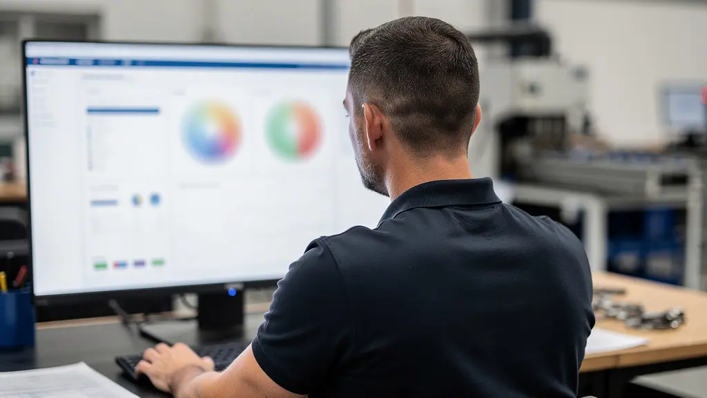 Technicien qualité consultant un tableau de bord avec des données d'audit