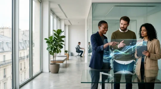 Équipe analysant les métriques de rétention d'une application mobile