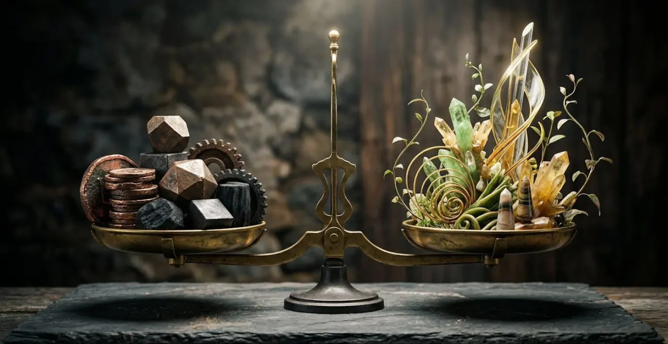 Vue symbolique de la différence entre ROI et ROAS représentée par des objets métaphoriques