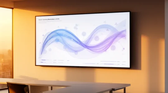 Illustration conceptuelle montrant un écran d'analyse avec des graphiques de performance et une horloge intégrée symbolisant la durée d'engagement