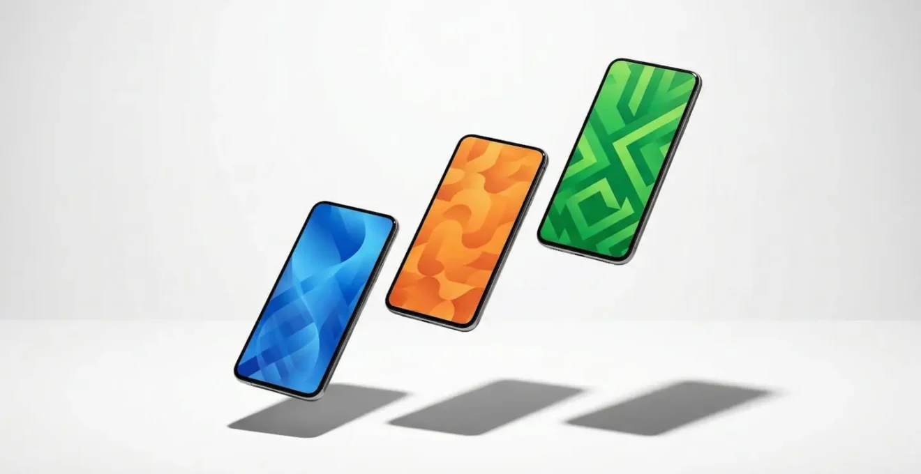 Trois smartphones montrant des écrans d'onboarding progressifs symbolisant la valeur, la personnalisation et la confiance.