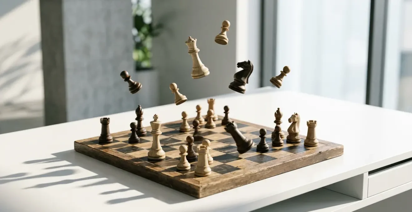 Représentation métaphorique de l'instabilité des positions SEO dans les résultats de recherche