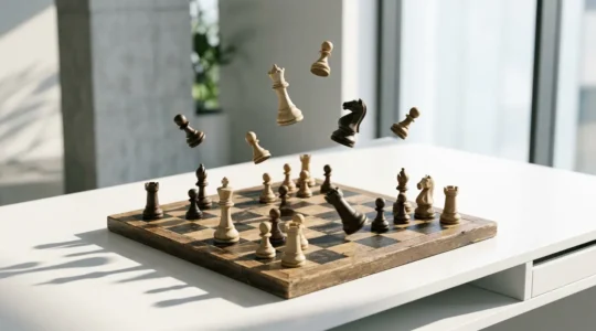 Représentation métaphorique de l'instabilité des positions SEO dans les résultats de recherche