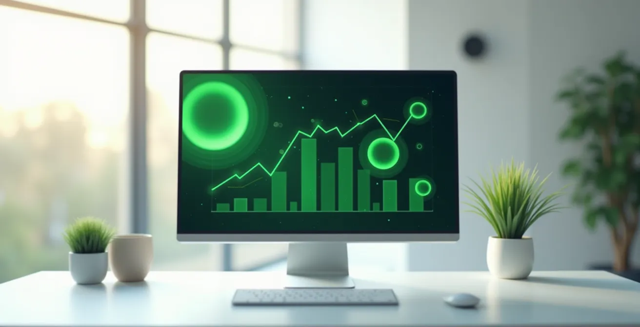 Écran d'ordinateur montrant des métriques de performance avec des indicateurs verts pour LCP, INP et CLS