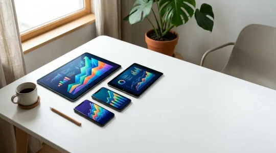 Interface de tableau de bord ASO avec graphiques de progression et métriques de téléchargements