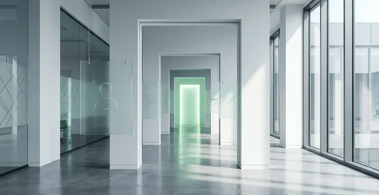 Illustration d'un tunnel de conversion e-commerce optimisé avec une progression fluide du panier vers le paiement