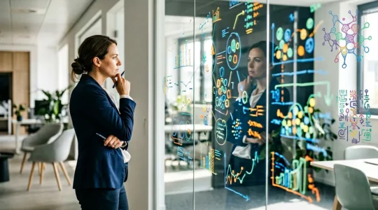 Responsable marketing analysant des données de segmentation client dans un environnement moderne