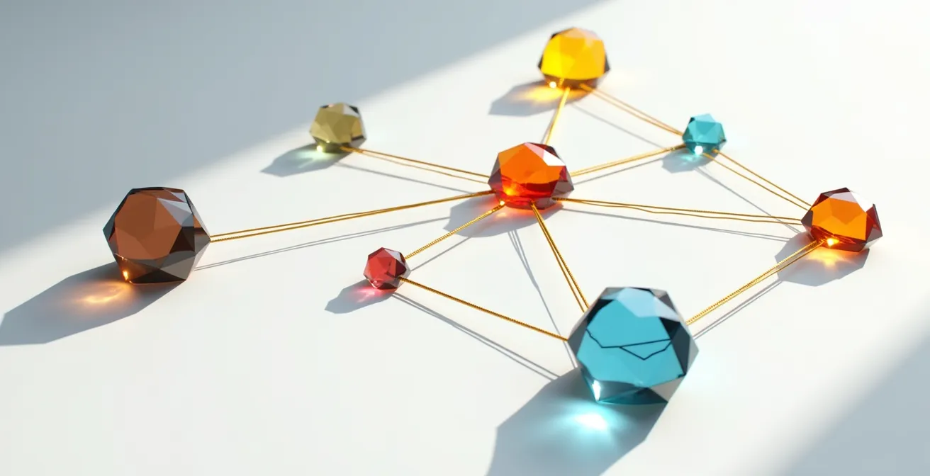 Visualisation conceptuelle du maillage interne avec connexions entre pages stratégiques