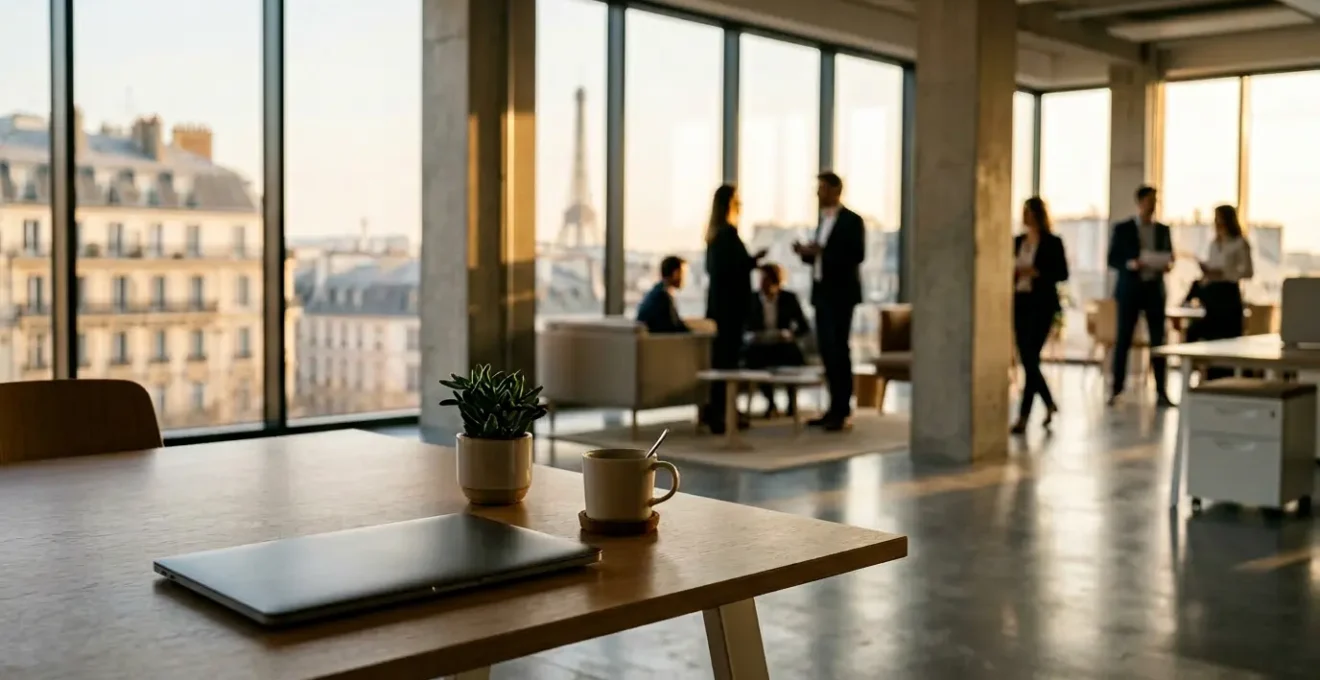 Vue panoramique d'un centre de commande moderne montrant des écrans avec graphiques et indicateurs de performance web