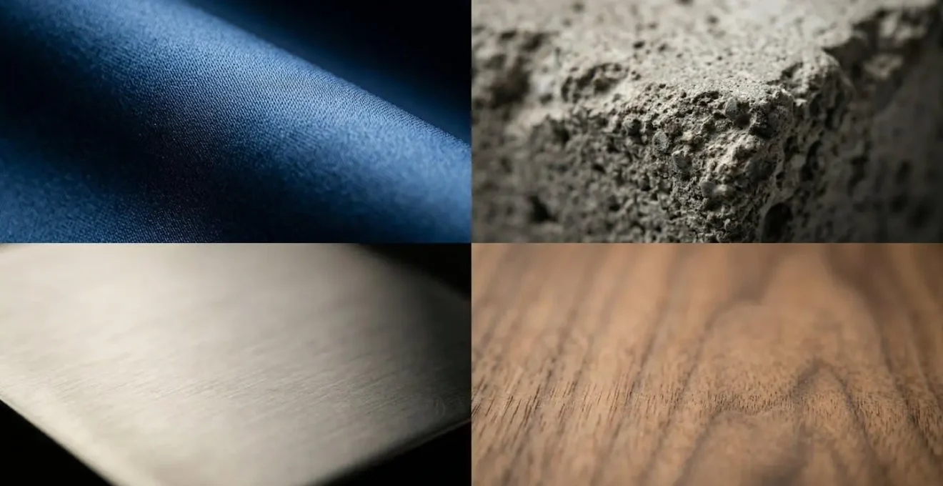 Composition macro de différentes textures représentant les personnalités de marque