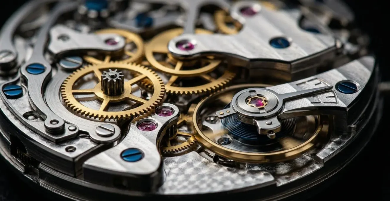 Visualisation macro d'un chronomètre haute précision avec des reflets suggérant la vitesse et la performance